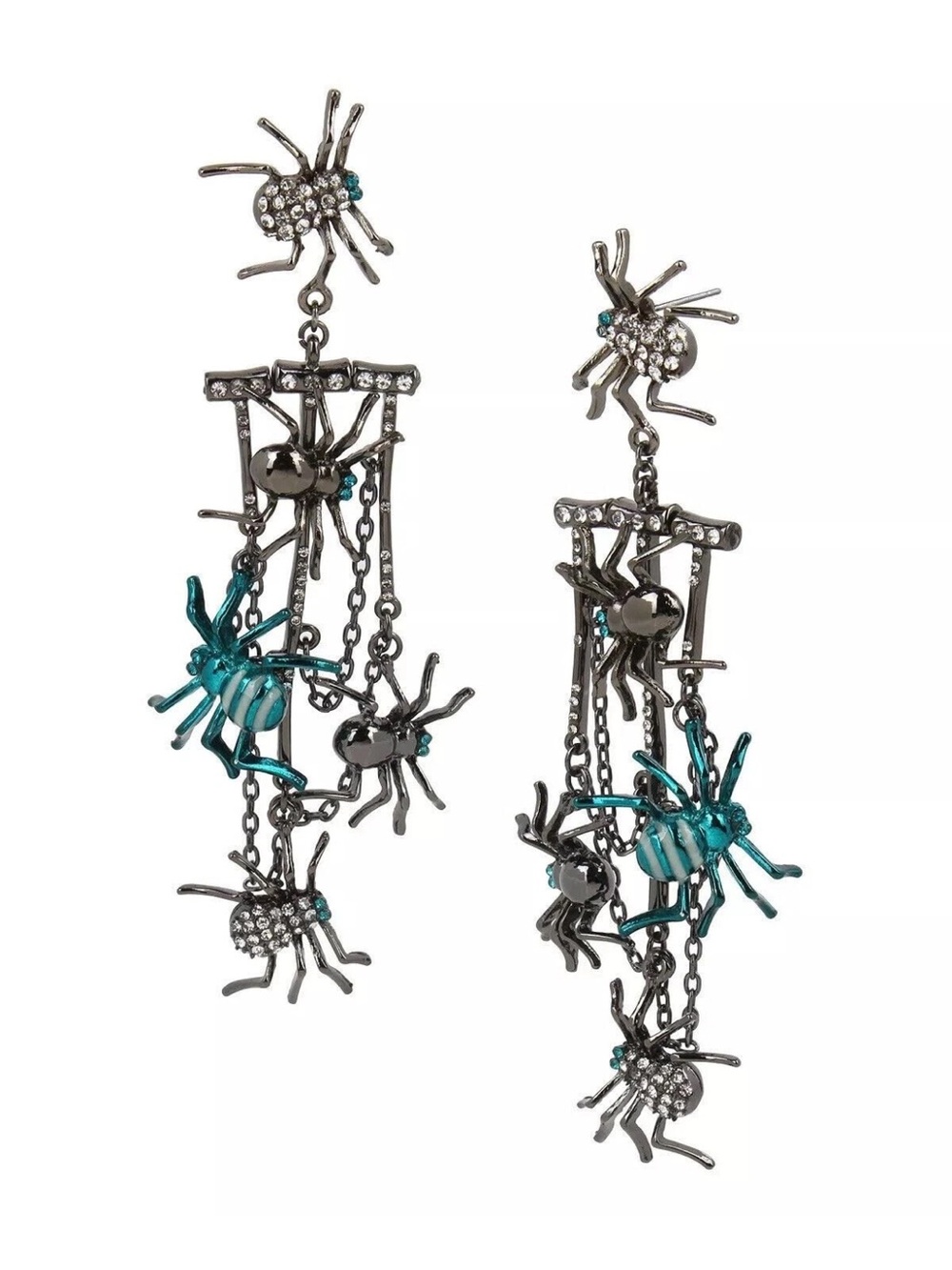RARE NWT $58 Betsey Johnson Spider Chandelier Earrings - Glow in the Dark